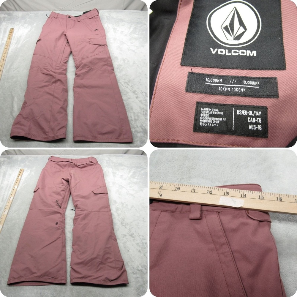 Volcom Snow Pants Youth XL Rose Purple Waterproof Zip Waist Pine Insulated 30x28